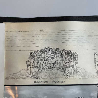 A beach scene likely inspired by Grover's legend. Signed "BS" in lower left corner.