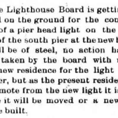 Commercial Record Nov. 30, 1906: article on construction of the pier head light
