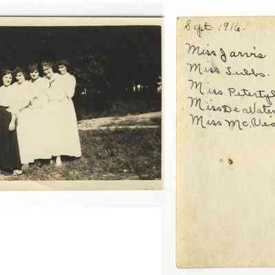 Barr-Girls-Sep-1917.JPG 145KB: Sept 1916, Miss Jarvis, Miss Tubbs, Miss Petertyl, Miss DeWater, Miss McVea