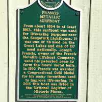          Michigan Historical Marker; The lifeboat received a Michigan Historical Commission marker at on-site ceremony on Oct. 15, 2016.
Application for the lifeboat’s marker stemmed from the boat’s listing on the National Register of Historic Places in 2015, spearheaded by SDHS volunteer Richard Donovan.
   