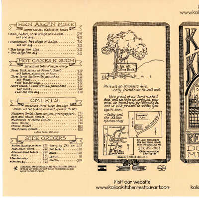Kalico Kitchen Menu