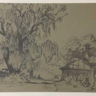 Park Scene with Auto by Wilfrid Berg
