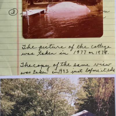Top, picture of the cottage in 1977 or 78. Bottom, same view 1993.