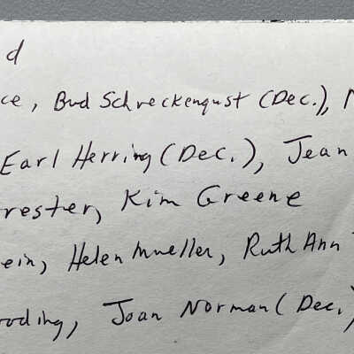 notes on back of 1949 class photo