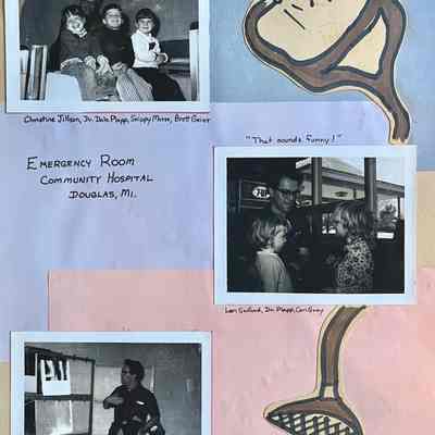 Green 14x12" scrapbook visit to Community Hospital emergency room hosted by Dr. Dale Plapp