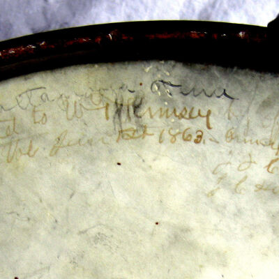 drumBottomInscr.jpg 1MB: Digital files on Jack Sheridan Drive 2021.72.02 - Photo by Dick Haight.