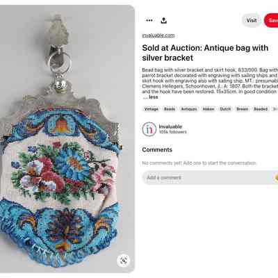 screenshot of a similiar silver bag with bird motifs belived to be of Dutch origin