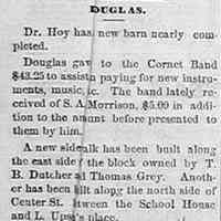          cr1871072903DouglasSidewalk.jpg; east side of block owned by T.B. Dutcher and Thomas Gray, north side of Center St. between School House and L. Upsa's place
   