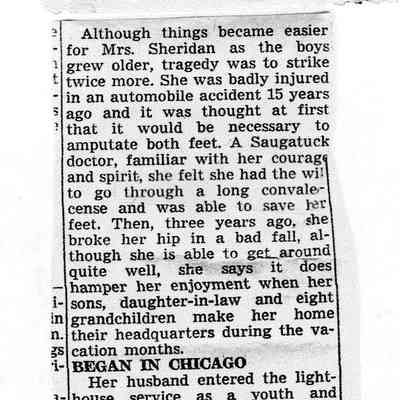 With a Happy Ending: Life of Last Saugatuck Lighthouse Keeper Called 'Typical American Saga', Kalamazoo Gazette, Joe Armstrong, no date: part 2 of 2
