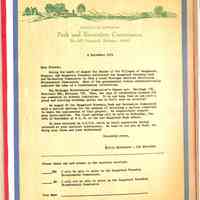          Saugatuck Township Park and Recreation Commission letter asking for community members to serve on the Saugatuck Township Bicentennial Commision
   