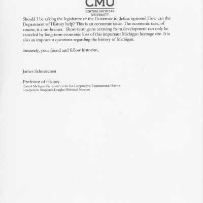 Correspondence Email from James Schmiechen to William Anderson of Central Michigan University, December 22, 2007: part 5 of 5