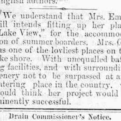 cr1878051005Douglas-EmilyGillHomeLakeView.jpg: Mrs. Emily Gill converting "Lake View" for boarders on lake shore