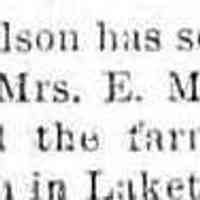          cr1884020801Douglas-ColsonToMcClintock.jpg; Wiliam Colson sold Douglas place to Mrs. E. McClintock and purchased T.E. Coon farm in Laketown
   