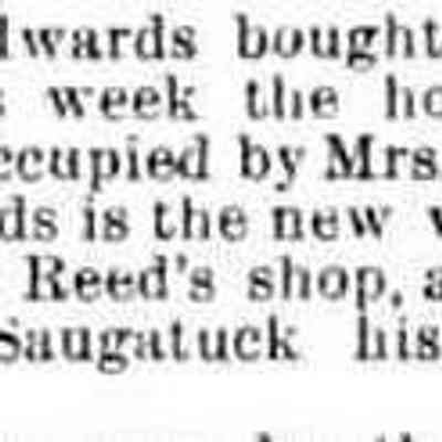 cr1887102101EdwardsBuysWyssonHouse.jpg: C.H. Edwards purchased J.F. Henry house formerly occupied by Mrs. M. Wysoon. Edwards is new wagon-maker at Priest & Reed's shop