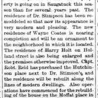          cr1894092101ManyImprovementsStimpsonHoltCoats.jpg; Dr. Stimpson, Wayne Coates, Harry Holt on Holland St., Captain Robert Reed, Hutchinson place next to Stimpson's, Moffat place
   