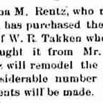 cr1904041501RentzBuysDuntonProperty.jpg: Anna M. Rentz, Gibson, Dunton property of W.R. Takken, Mr. Dunton