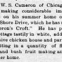          cr1904051305CameronsCroft-LakeshoreDr.jpg; W.S. Cameron, Lake Shore Drive Cameron's Croft
   