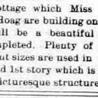          cr1905110309WarnockAndHoggBuildOnDouglaslakeshore.jpg; Miss Warnock, Mr. Hoag, Lake Street
   