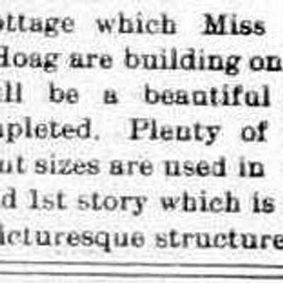 cr1905110309WarnockAndHoggBuildOnDouglaslakeshore.jpg: Miss Warnock, Mr. Hoag, Lake Street