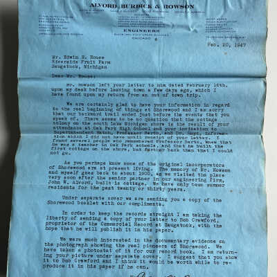 Letters from author Charles Burdick glued inside front cover