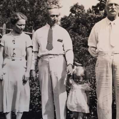 4 generations: Bea (Brown) Finch, James Brown (Bea's father), Sandra Finch Edson (Bea's daughter) and Joshua Brown