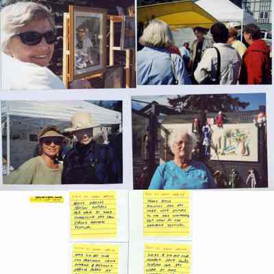file908.jpg 1.9MB from 2021.72.02: September 2003 Photos by Johnn Malloy - Artists Dorothy Hanson, Lena Aukeman, Marsha Perry, Peggy Boyce, Jan Van Dis display their works at the Clothesline Art Show duirng Heritage Festival