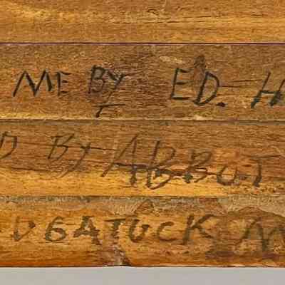 Given to me by Ed [Edwin] House. Refinished by Abbot B. Davis [Sr.] Saugatuck Michigan 1964