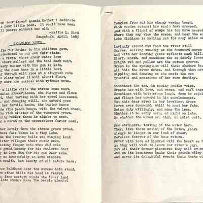 a. 1904 contains text of poem "Kalamazoo River" by Hattie L. Bird, 1885
