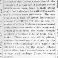          cr1907110807IndianBonesonCulverSt.jpg; Garret Crock finds remains and burial objects on Culver St. Remains sold to Roger Reed who let N. Gerber [?] take them to a 