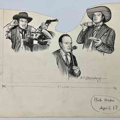 17. Three ink print-production drawings of Bob Hope, 1961.