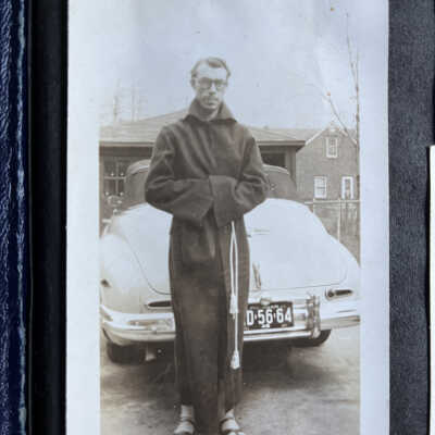 Unknown brother. Photo is pasted to page, obscuring writing on back of image.