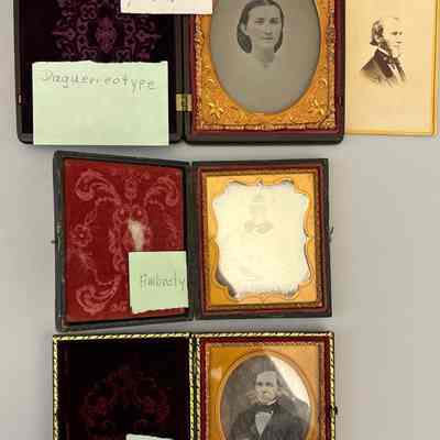 group 1 inside: Aunt Lill (Belinda Porter) younger sister of Mary Ann Lewis (Porter) Taylor with cabinet card of man in profile tucked inside.