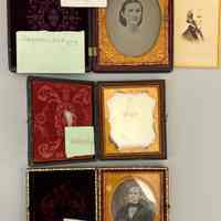          group 1 inside; Aunt Lill (Belinda Porter) younger sister of Mary Ann Lewis (Porter) Taylor with cabinet card of man in profile tucked inside.
   