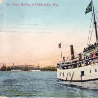          Chas. McVea postcard, circa 1908, to help visualize the voyage. Digital only.; MCVEA, CHARLES (1888, Propeller) Postcard: Green Bay, Wisconsin. 
Source: https://www.nemoha.org/2903303/image/4499183
   