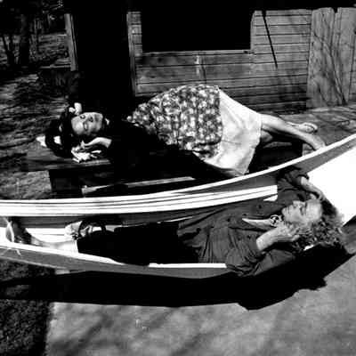 file752.jpg 700KB from 2021.72.02: Elsa Ulbricht resting on a hammock beside another woman.
