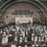          Harvest Dance, interior of Big Pavilion, copyright 1908 by Fred Limouze; A-5927 Chas. W. Parrish, Red Cross Drug Store, published by permission.
   