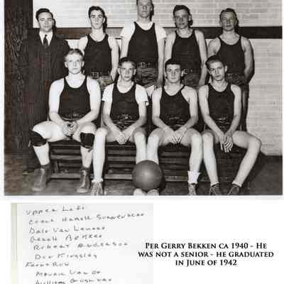 SaugatuckBasketball1940.jpg 4.4MB: Coach Harold S?, Dave Van Leueen, Gerald Bekken, Robert Anderson, Don Kingsley, Marice VanOs, William Goshorn, Floyd (Bud) Baker, Edward Olsen