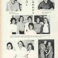          Compass 1964; OFFICE HELP: (Left to Right); STANDING; Betty Lewandowski, Sally Wieland, Nancy Fosdick, Sandi Dutton, Bette Brackenridge. SITTIN; JoAnne Drapak.
   