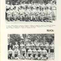          Compass 1964; BASEBALL - L. to R.; FIRST ROW; G. Nieusma; J. Engel; J. Tiffany; L. Engel; D. Baker; C. Liebbe; D. Nichols; J. Lundgren. TOP ROW: Mr. Winter, coach; T. Schaeffer; B. Naughtin; D. Kelly; F. Kelly; P. Ihle; R. Stitt; J. Milaukas; T. Sowers; R. Bekken; M. Line.
TRACK - L. to R., KNEELING: M. Smith; R. Swecker; J. Lundgren; M. Wicks; L. Engel; D. Baker;
D. Nichols. STANDING: Mr. Domitrz; A. Siska; S. Stitt; R. Bekken; F. Kelly; M. Van Leeuwen; D. Kelly; R. Brown; J. Engel.
   