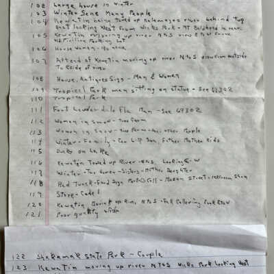 handwritten index of some of the slides G9302