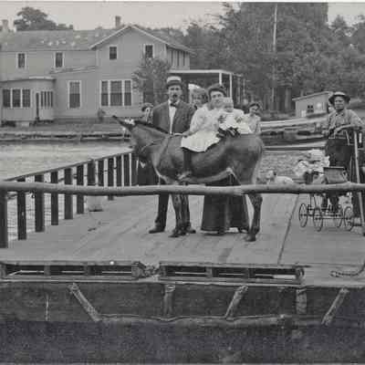 PosedDynamiteFerry.jpg 823KB: Family on chain ferry with dynamite, Jay Myers ferryman