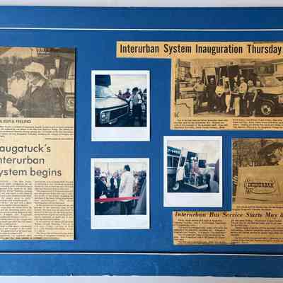 unframed montage of ribbon cutting at system inauguration: 16" h x 22" w