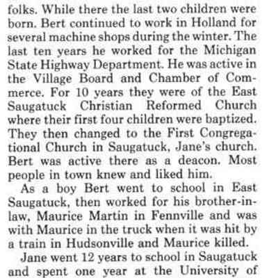 From "History of Western Allegan County, Michigan" Kit Lane, ed.