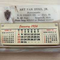 1956 Plastic desk-top calendar - Art Van Dyke, Jr.