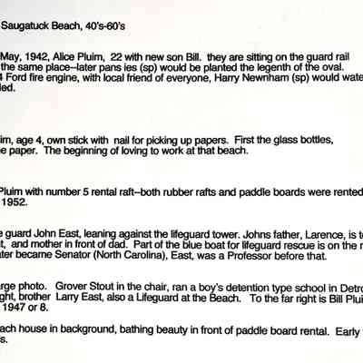 James Schmiechen's notes about Bill Pluim III photos, group c.