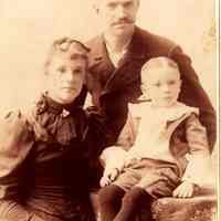          95-7-1F_Wm._McVea_Sr._Family.jpg 720KB; Image marked Mr and Mrs. W. C. McVea and son Wm. J. - William C. I, born 1860 and Rachel (Tibbs)
   