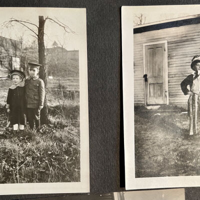 Erwin dressed as soldier and Uncle Sam, location unknown