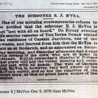          E. Schooner E J McVea-Dec 9, 1878-Sam McVea
   