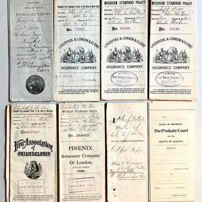 Insurance policies and bills of sale, marine