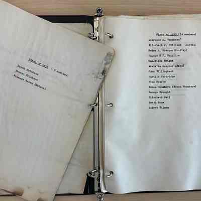 Notebook, Alumni list 1891-1960, typed